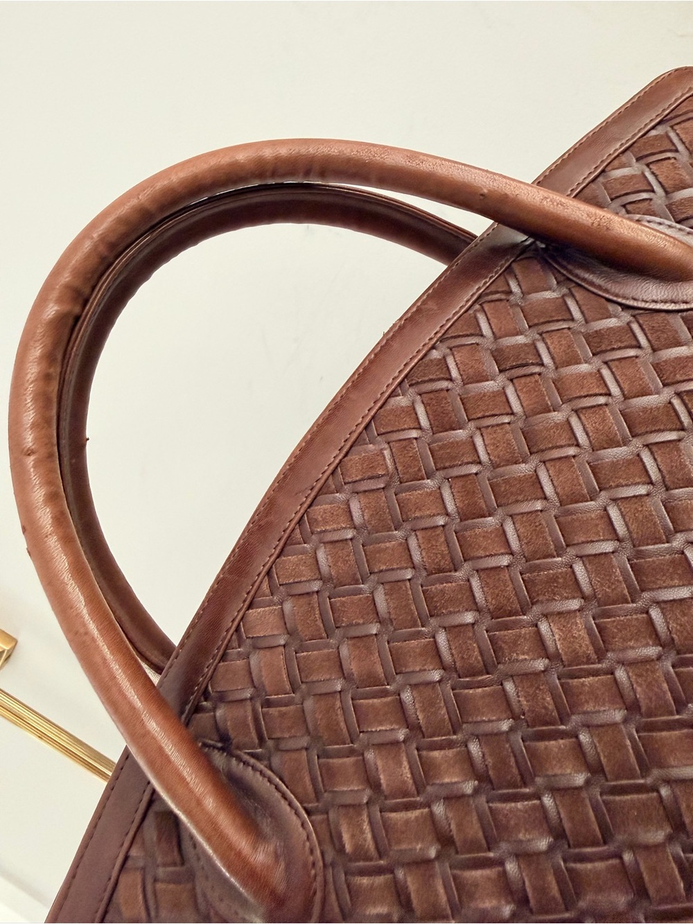 BALLY Vintage Basketweave Woven Leather Top Handle Satchel - Picture 9 of 14